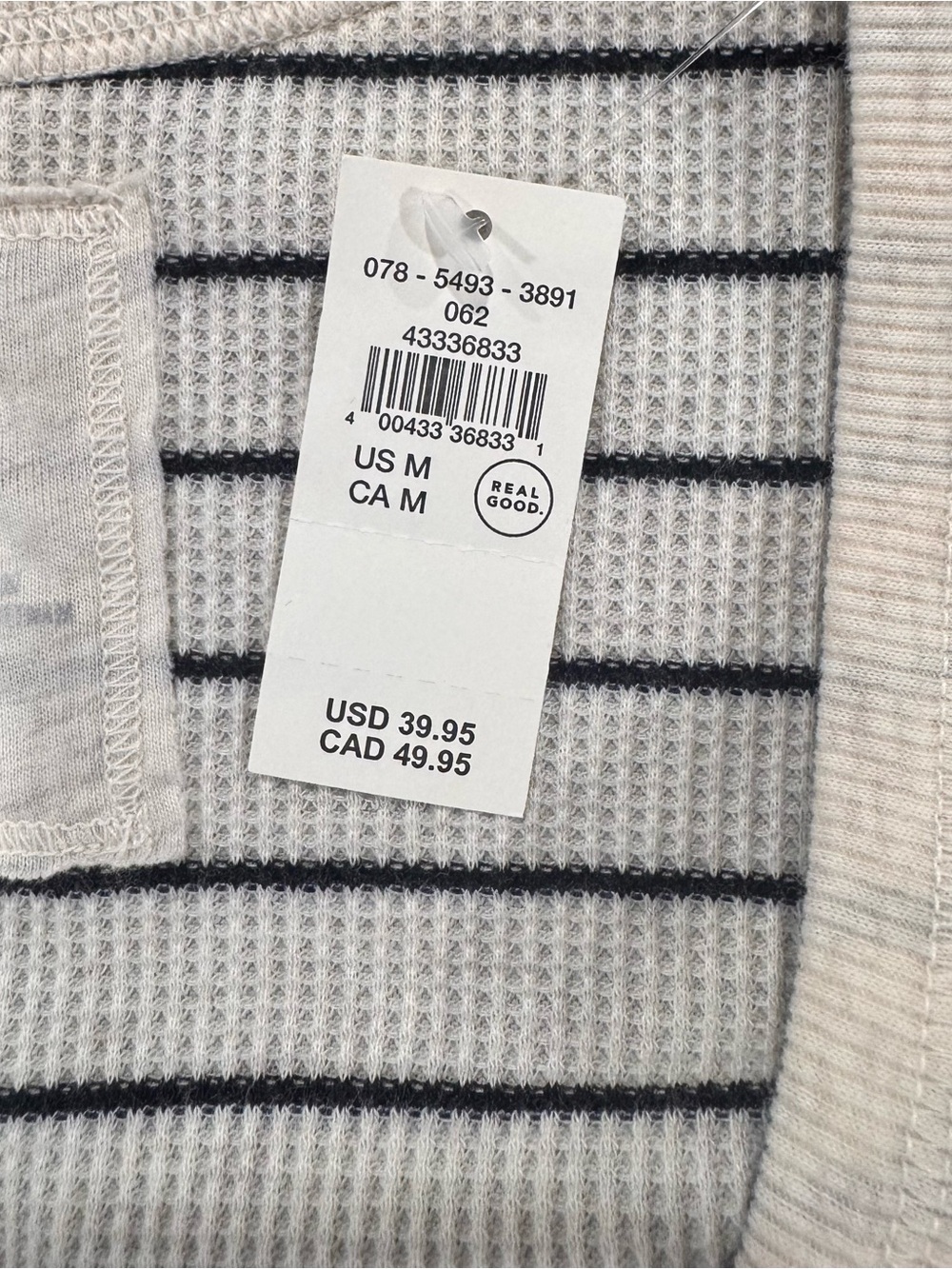 aerie Beige Striped Scoop Neck Long Sleeve Henley - Picture 8 of 13